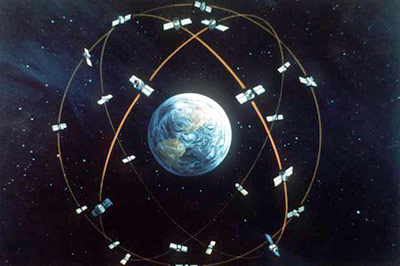 Os satélites do sistema de GPS em órbita